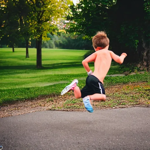 Prompt: Athletic boy running Nikon D800, 85 mm, aperture F/2.8, 1/200th second shutter speed, ISO 200