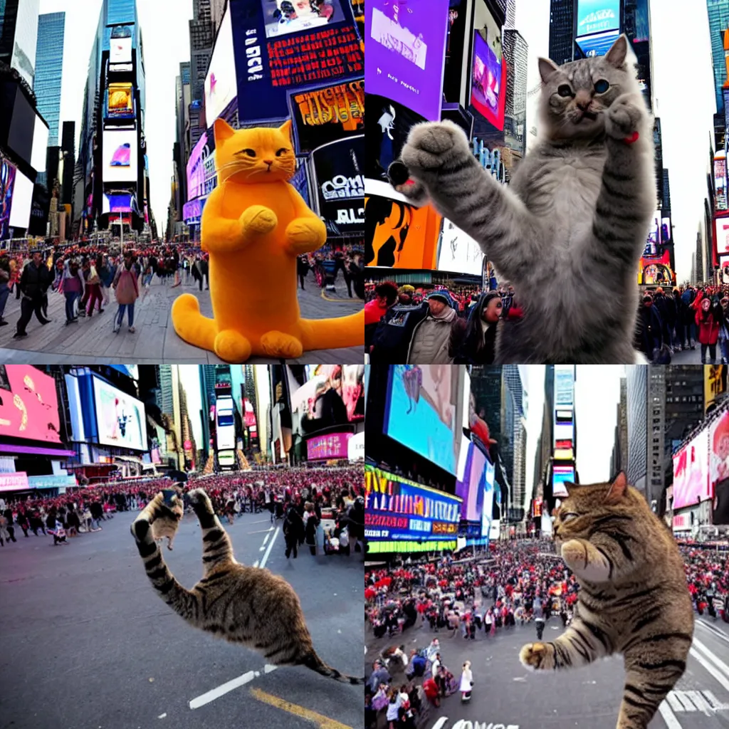 Prompt: Giant cat dancing in times square (REUTERS)