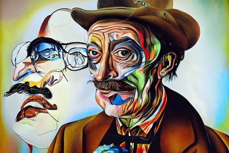 Image similar to portrait of a uncanny painter by Chor Boogie and Salvador Dali collaboration