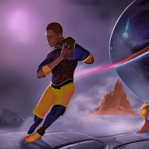 Image similar to a picture of tuvok hitting neelix with a backbreaker, intricate, highly detailed, digital painting, artstation, concept art, 4 k