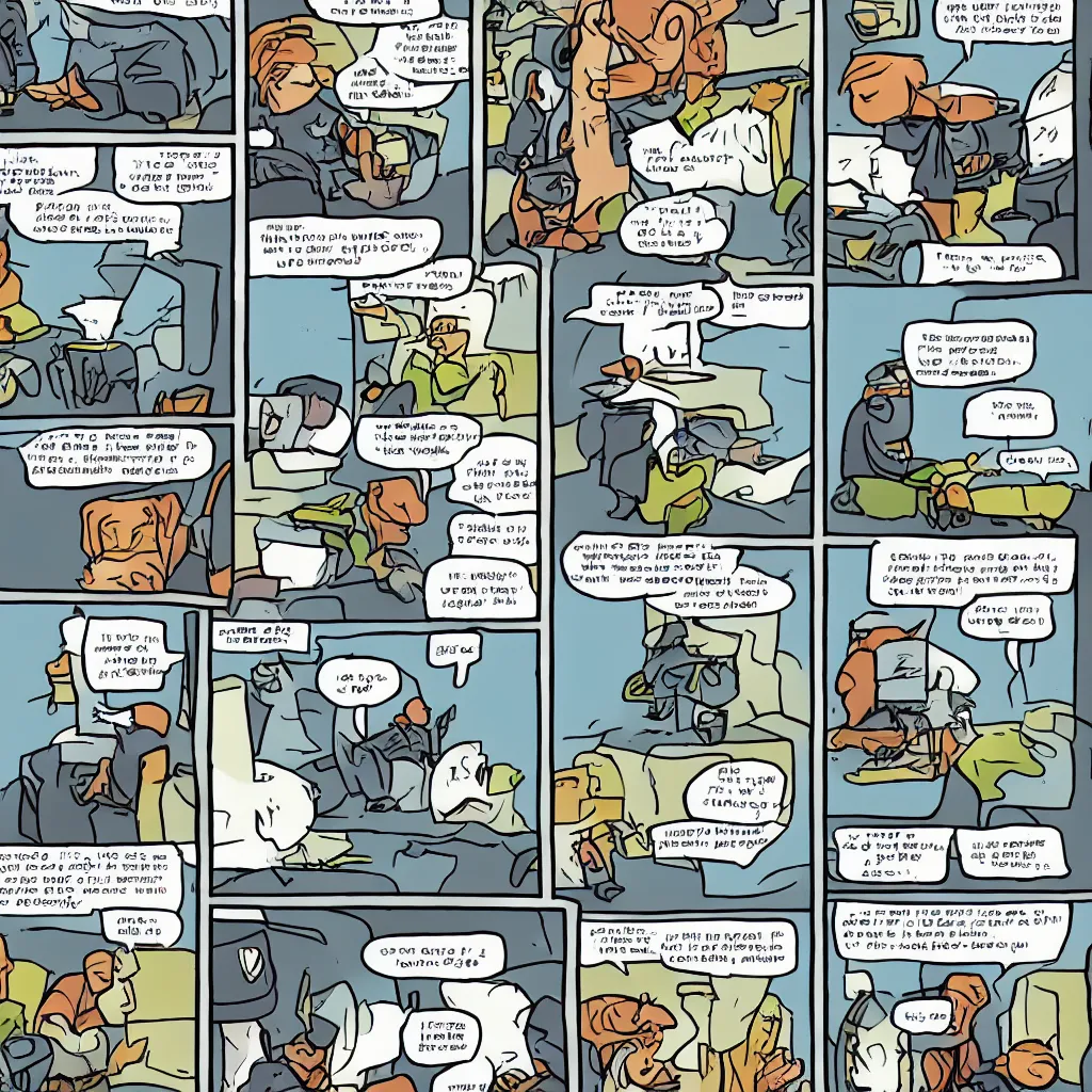 Prompt: a four panel internet web comic