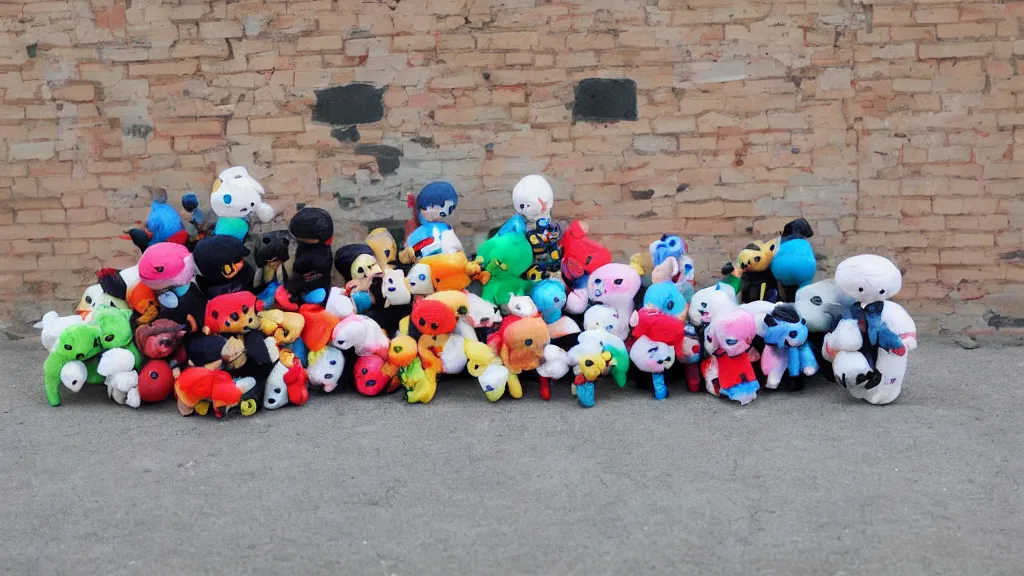 Image similar to street art reproachful plushie toy stadium