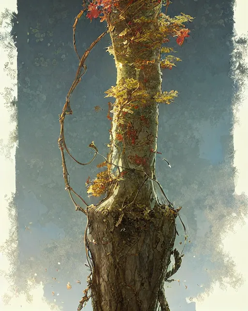 Image similar to betula pendula, fantasy digital art by moebius, mucha, greg rutkowski, denis sarazhin, highly detailed, artstation