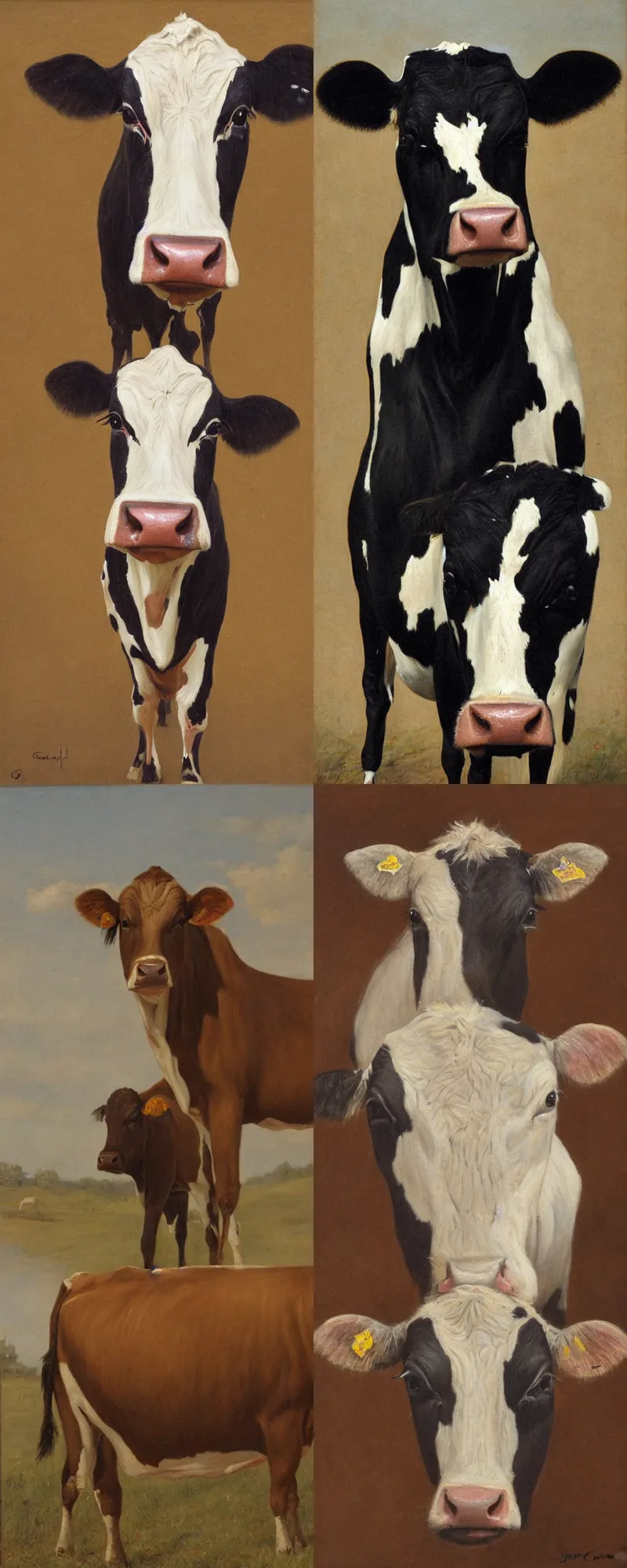 Prompt: portrait of a cow by Gerard Justin,