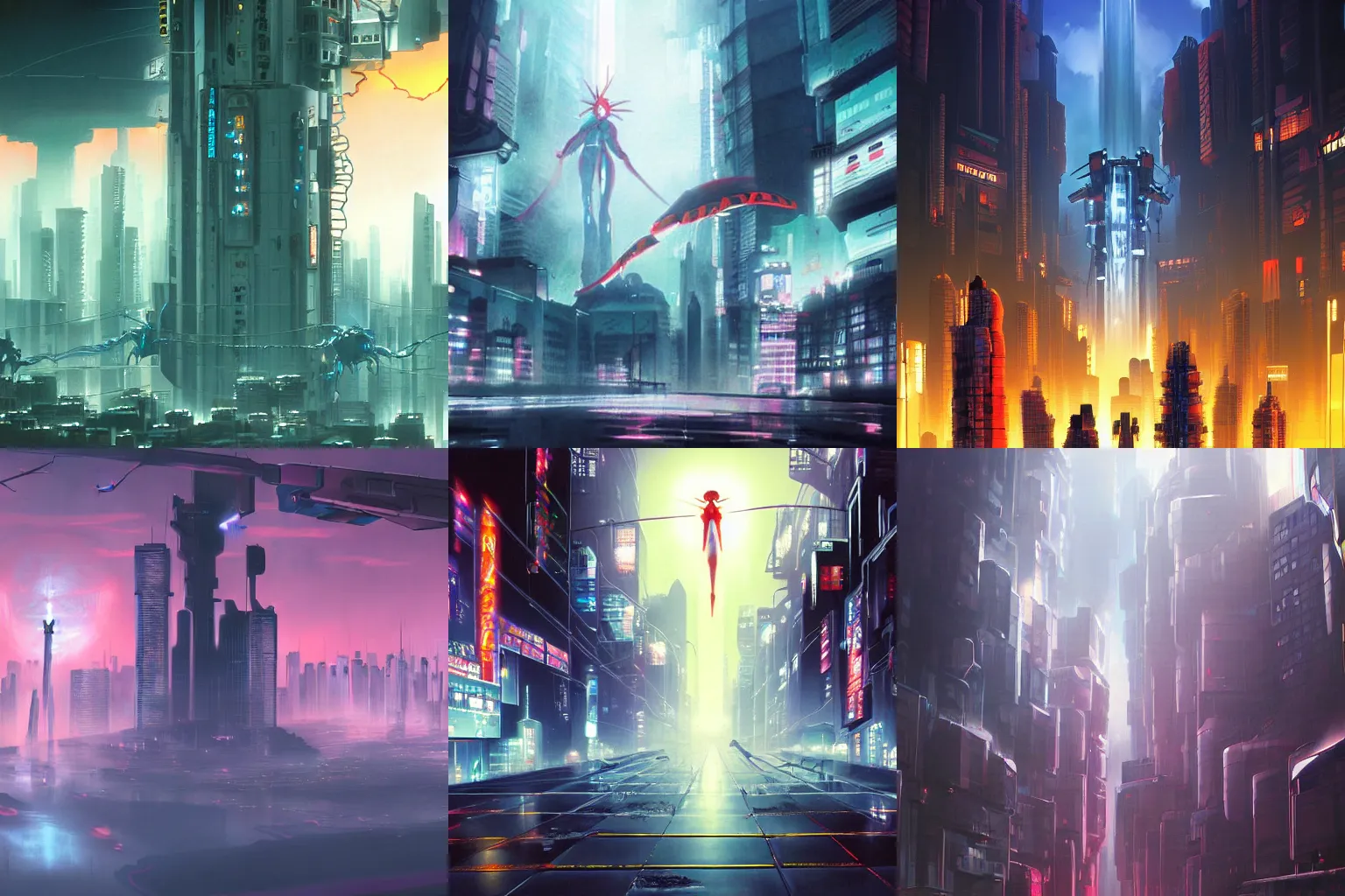 Image similar to neo tokyo evangelion dystopian future, matte painting, art station, high resolution