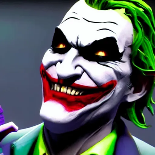Prompt: The Joker gets a victory royale in Fortnite, unreal engine 5, screenshot
