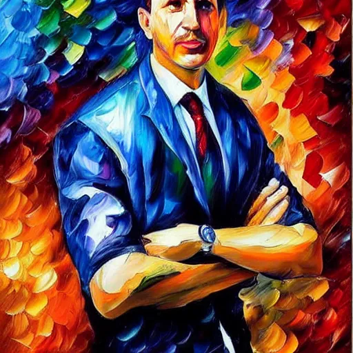 Prompt: a portrait of a man by leonid afremov