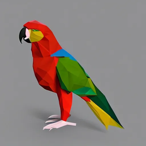 Image similar to a low - poly model of a parrot,