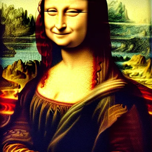 Image similar to Mona lisa's face replaced by Gretta thumberg, Oil paiting in the style of Da Vinci
