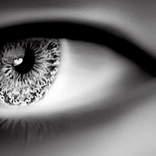 Prompt: I can see it in your eyes, closeup of eye that goes deeper to another eye, then another,