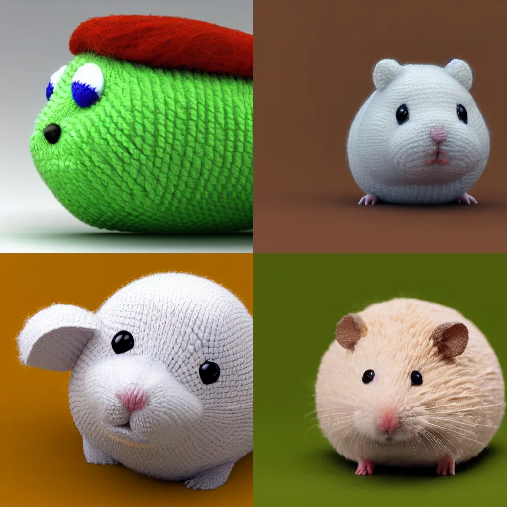 3d render of a hamster made out of yarn, 4k Stable Diffusion OpenArt