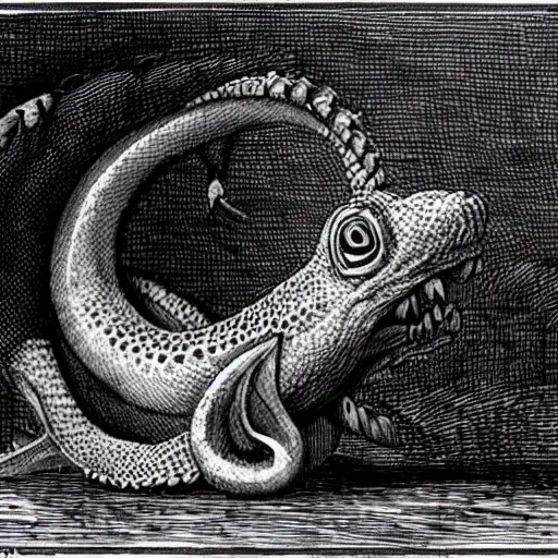 Prompt: ouroboros biting his tail