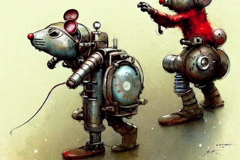 Image similar to adventurer ( ( ( ( ( 1 9 5 0 s retro future robot mouse tunneling machine. muted colors. ) ) ) ) ) by jean baptiste monge!!!!!!!!!!!!!!!!!!!!!!!!! chrome red