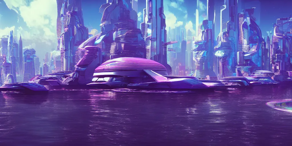 Image similar to futuristic floating synthwave city, science fiction digital art, award winning, trending on artstation, digital art. highly detailed 8 k. intricate. lifelike.