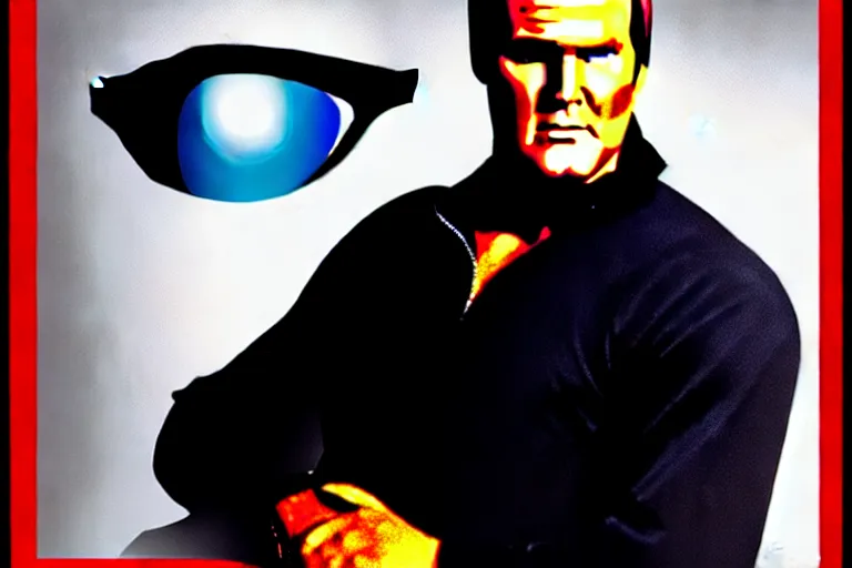 Image similar to lee majors as steve austin, the six million dollar man with the bionic eye, highly realistic profile photo at holywood magazine