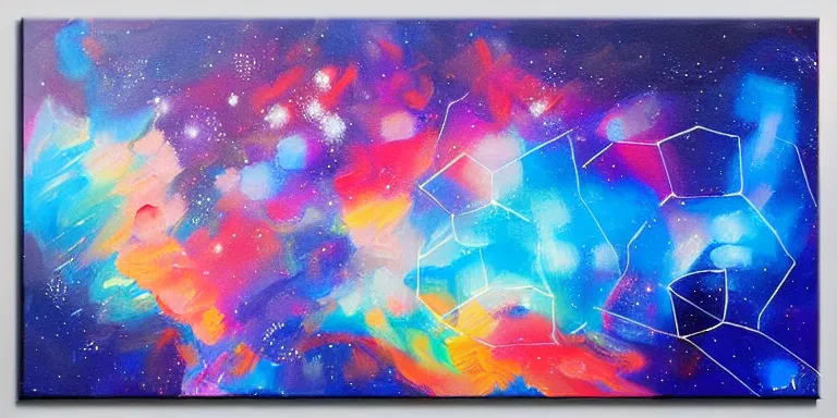 Image similar to a beautiful abstract acrylic painting of geometric nebula by viktoria lapteva