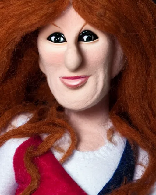 Prompt: catherine tate as a muppet. highly detailed felt. hyper real photo. 4 k.