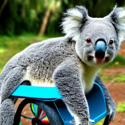 Prompt: a koala riding a tricycle