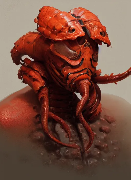 Prompt: zoological portrait of a human lobster by kuldar leement and ruan jia and brad rigney and micha karcz and brad rigney 0. 0 0 1