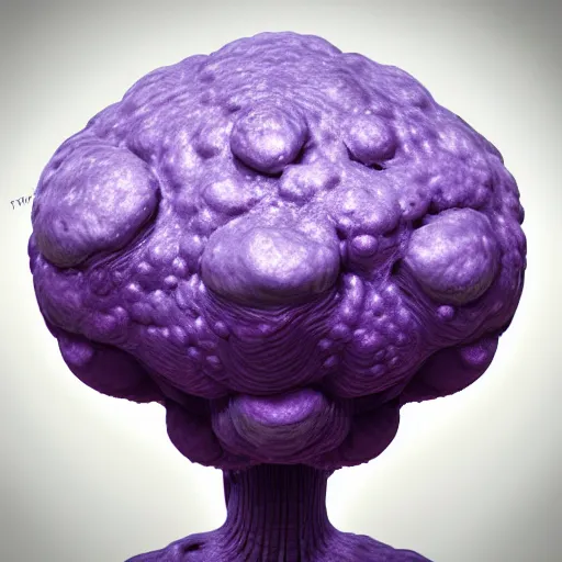 Prompt: a beautiful portrait of a mycelium alien, tints of purple, rendered in blender, by piter pol rubens