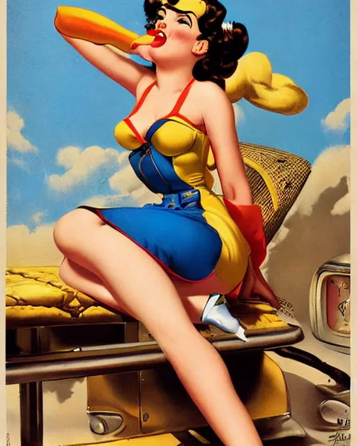 Prompt: a pin - up poster of wario by gil elvgren