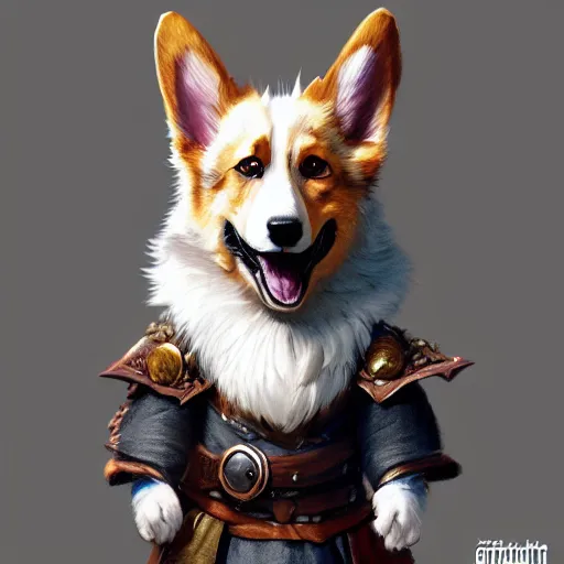 Prompt: d & d character art, corgi!!!!! thaumaturgist, highly detailed digital illustration, greg rutkowski, artgerm, trending on artstation, 8 k