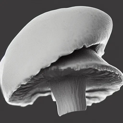 Prompt: mushroom cap, bottom view, clearly visible lamellae, black background, hyper realistic, photography, colorfull, 8k, epic composition