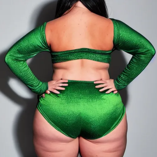 Prompt: a back behind body of thicc princess fiona wearing green pajamas, set on night