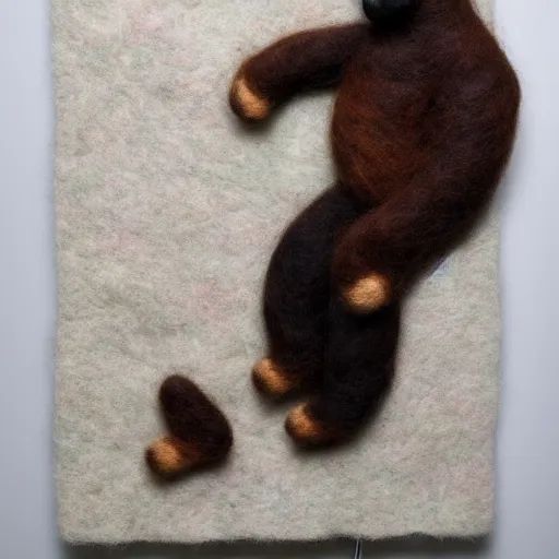 Image similar to a large, complex needle felting of on oncoming bear