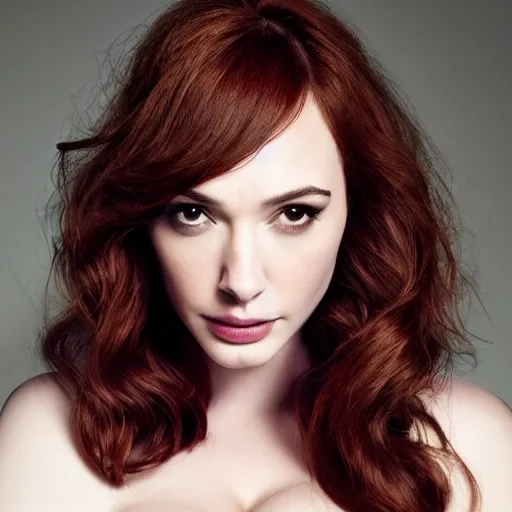 Image similar to portrait of christina hendricks and gal gadot hybrid by mario testino, headshot, detailed, award winning, sony a 7 r