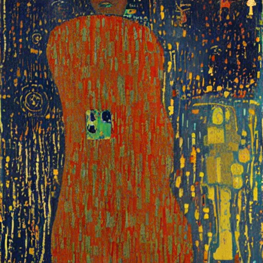 Prompt: artificial intelligence in love painting by van Gogh klimt Jean-Michel Basquiat