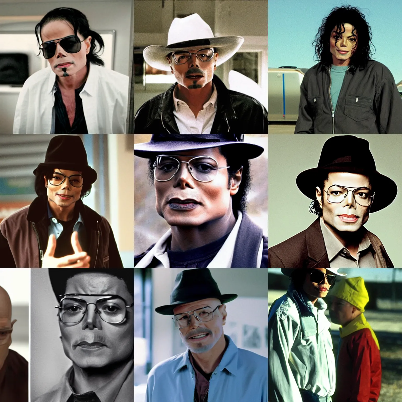 Prompt: Michael Jackson as Heisenberg, still image from Breaking Bad