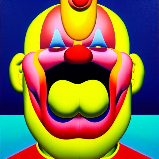 Image similar to laughing clown by shusei nagaoka, kaws, david rudnick, airbrush on canvas, pastell colours, cell shaded, 8 k