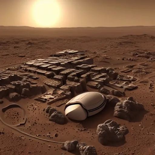 Prompt: a future big city on mars with beautiful beaches inspired by elon musk