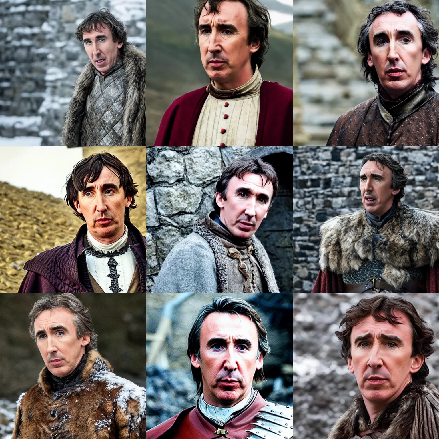 Prompt: film still of steve coogan as alan partridge in game of thrones, photo