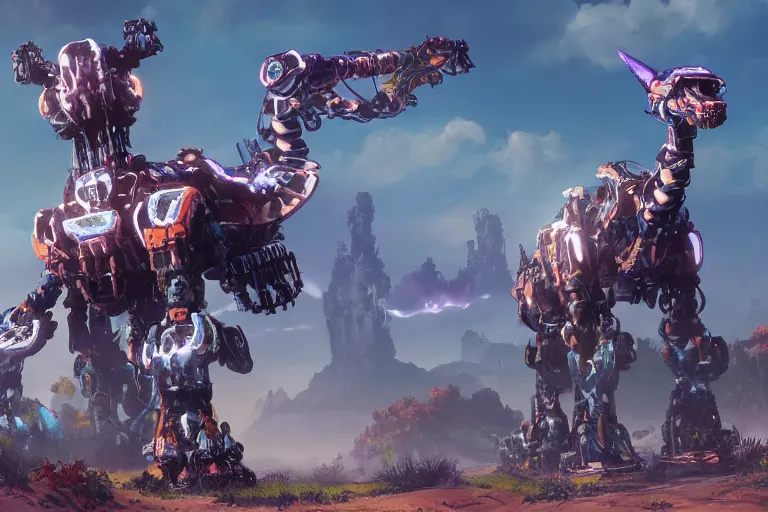 Image similar to clamberjaw machine mecha animal beast robot of horizon forbidden west horizon zero dawn bioluminiscence global illumination ray tracing hdr fanart arstation by sung choi and eric pfeiffer and gabriel garza and casper konefal