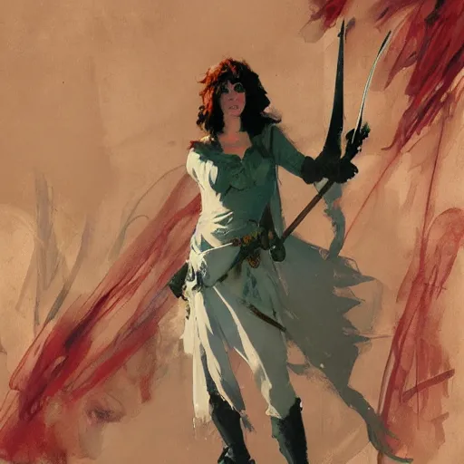 Prompt: annie edison as robin hood, intricate, elegant, highly detailed, greg manchess, mucha, liepke, ruan jia, jeffrey catherine jones, ridley scott