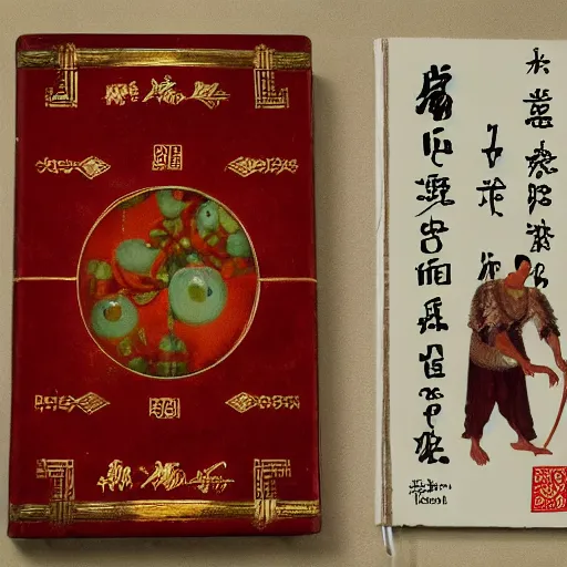 Image similar to Homunculus and russian-chinese book, HD