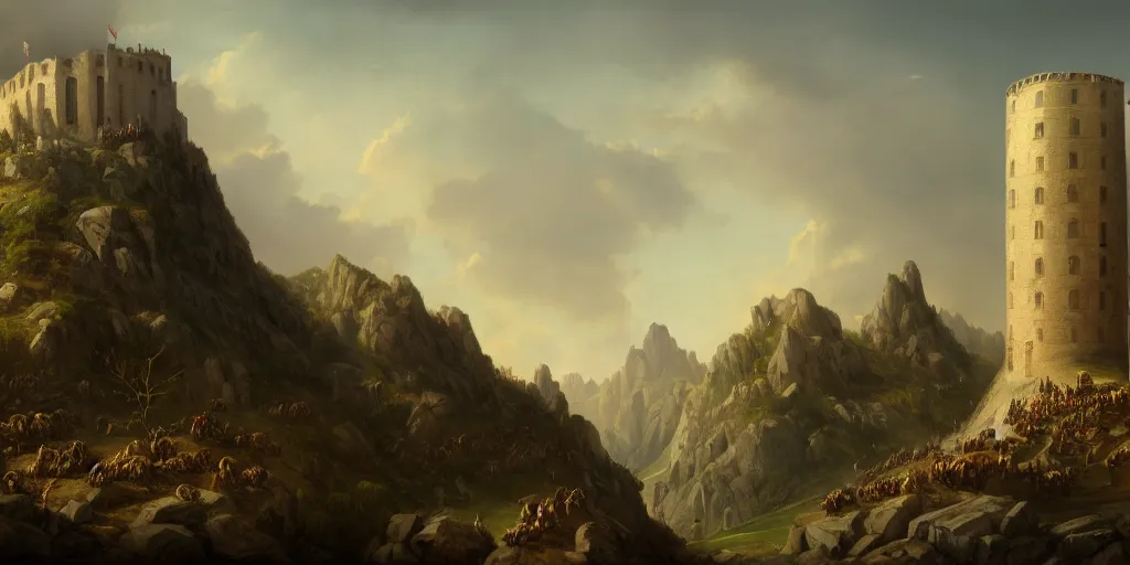 Image similar to landscape portrait of the bastille surrounded by marmots, trending on artstation