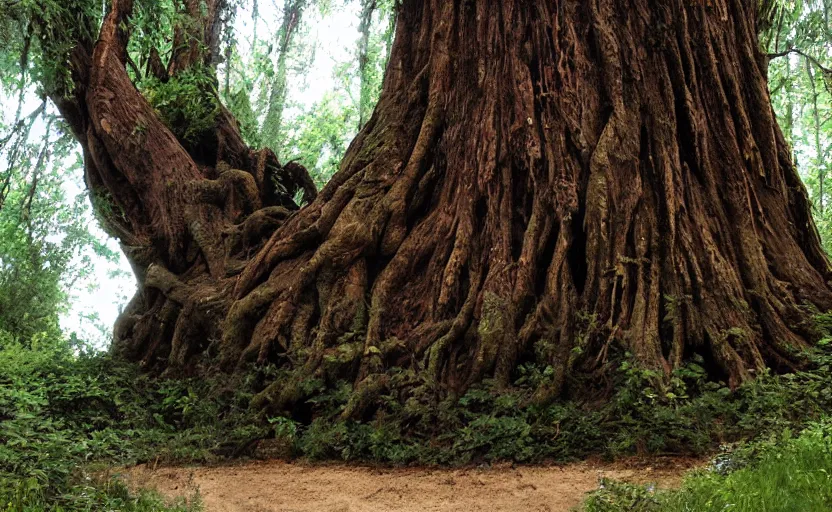 Image similar to secret entrance to giant ancient tree, background of the witcher game