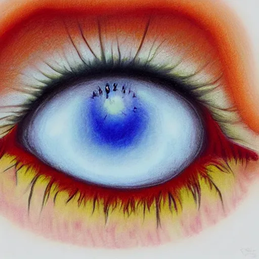 Prompt: a digital pastel oil painting of an eye with white a sclera the iris is the milky way