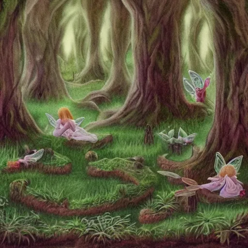 Image similar to a serene forest of faeries