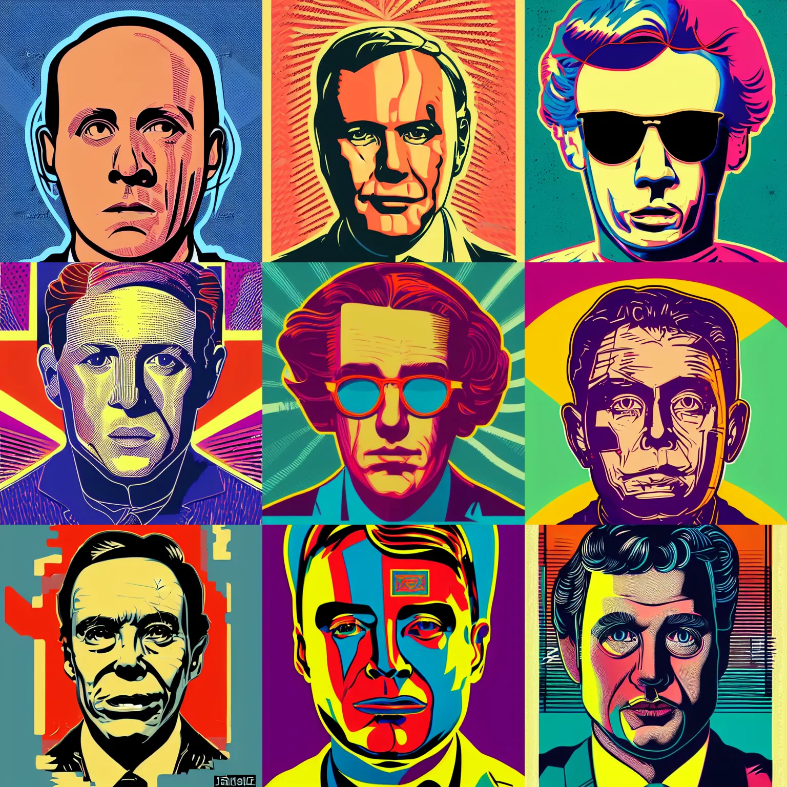 Image similar to symmetric!! portrait of francois!!! legault!!! in 2 0 2 2, francois! legault! retro futurist illustration portrait art by butcher billy, sticker, colorful, precise illustration, highly detailed, simple, smooth and clean vector curves, no jagged lines, vector art, smooth andy warhol style