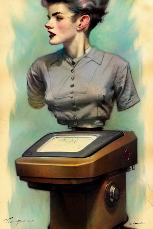 Image similar to (((((1950s tesla mind reader machine . muted colors.))))) by Jean-Baptiste Monge !!!!!!!!!!!!!!!!!!!!!!!!!!!