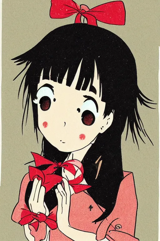 Image similar to portrait of a cute mamoru chiba style illustration of a young girl mamoru chiba style