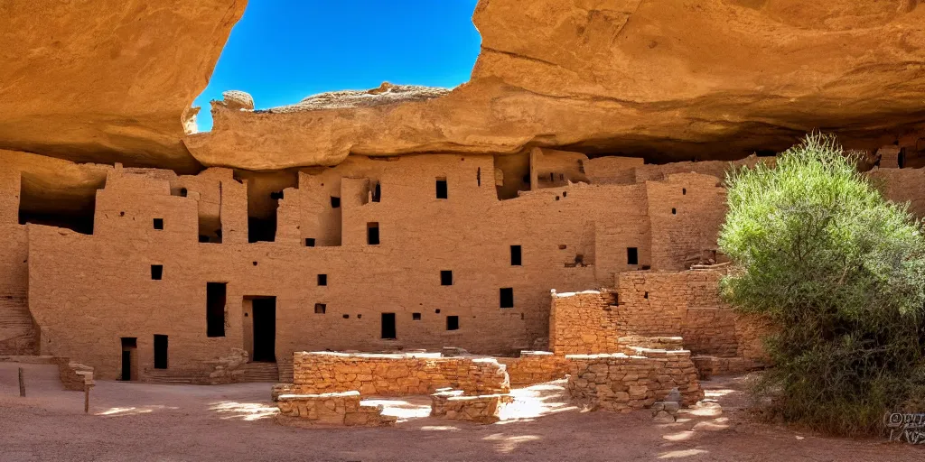 Image similar to cliff dwellings in mesa verde national park, in the style of a 8 0 s mall