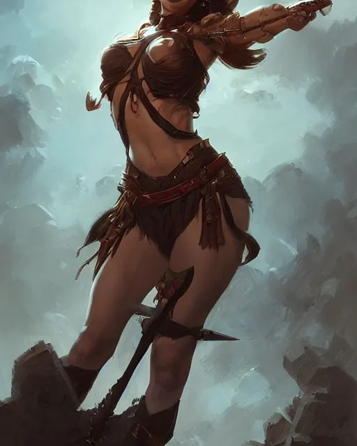 Image similar to beautiful female warrior by Stanley Artgerm Lau, WLOP, Rossdraws, frank frazetta, Andrei Riabovitchev, Marc Simonetti, tranding on artstation