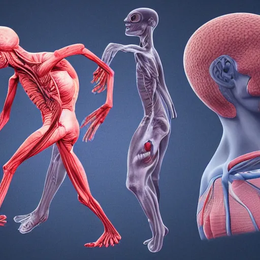 Prompt: 3d scientific illustration of medical research on alien anatomy