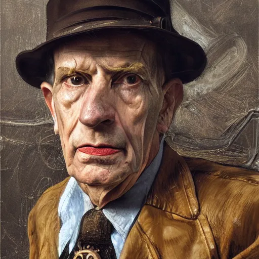 Prompt: high quality high detail painting by lucian freud, hd, portrait of steampunk man, photorealistic lighting
