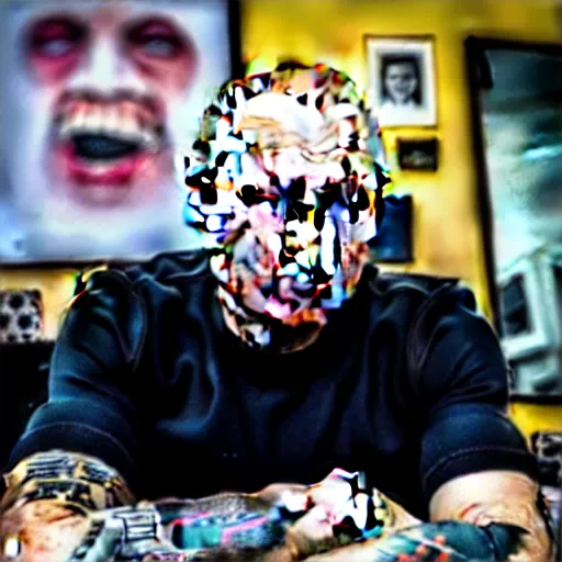 Image similar to putin at a tattoo shop. had a single tattoo of the letter z on his chest. canon eos r 3, f / 1. 4, iso 2 0 0, 1 / 1 6 0 s, 8 k, raw.